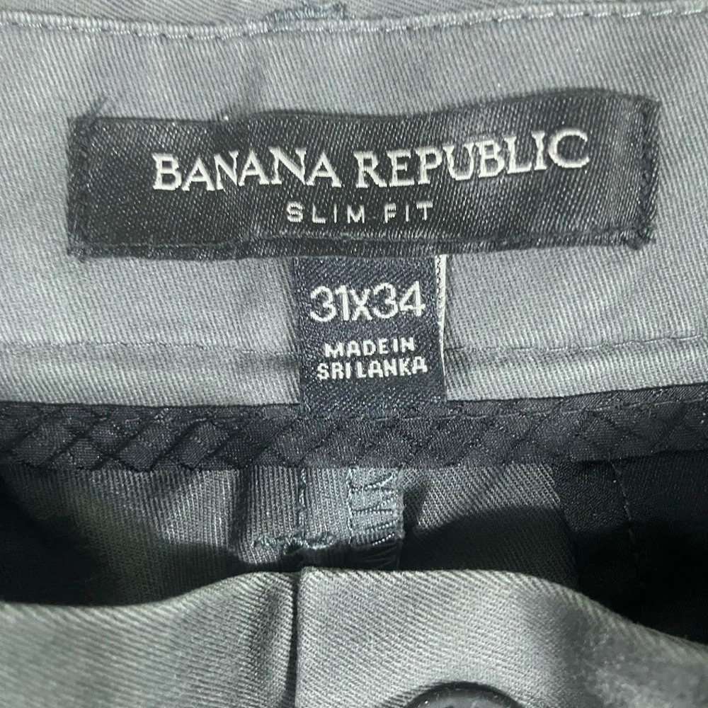 Banana Republic Slim Fit Chinos Mens 31x34 Grey Cotton Stretch Trousers Pants - Picture 2 of 10